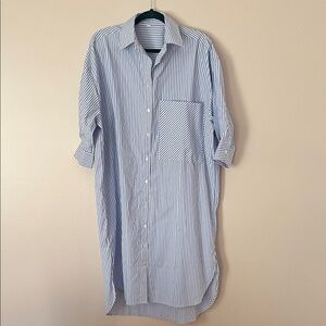 Chic Blue Striped Button-Down Dress